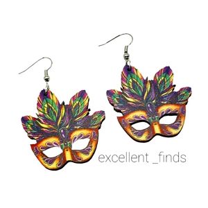 NEW Mardi Gras Mask Drop Dangle Earrings